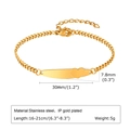Detailansicht eines goldfarbenen Edelstahl-ID-Armbands mit Maßangaben und 16-21 cm - Gold