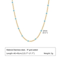 Detail of 2mm mint green beads on a gold-plated stainless steel chain necklace - Sky Blue Seed Bead Necklace (NC-1857G-1)