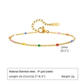 Detail of colorful beads on gold stainless steel bracelet with K18 engraved tag - Colorful Seed Bead Bracelet (BR-2065G-2)