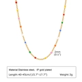 Detail of gold stainless steel necklace with 2mm multicolored enamel beads, 40-45cm length - Colorful Seed Bead Necklace (NC-1857G-2)