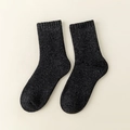Thick dark grey wool blend crew socks with warm knit texture for winter comfort - One Size (38-46) / Men's Dark Grey