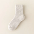 Thick wool blend mid-tube socks in oatmeal grey melange with classic ribbed cuffs - One Size / Female Style / Off White