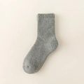 Thick dark grey wool blend knit crew socks with ribbed cuffs for winter warmth - One Size / Female Style / Grey Green