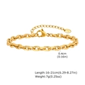 Detalle de pulsera de acero dorado con placa K18 y cierre de mosquetón ajustable - Dorado
