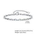 Primer plano de pulsera de cadena de acero plateado con cierre de langosta y placa K18 - Color Acero