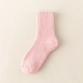 Thick warm wool cashmere crew socks for winter in soft pastel pink knit texture - One Size / Female Style / Pink