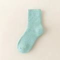 Thick wool blend socks in mint green with premium ribbed cuffs for winter warmth - One Size / Female Style / Green