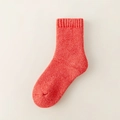 Thick wool socks in solid red marl knit with rib cuff for winter warmth and comfort - One Size / Female Style / Red