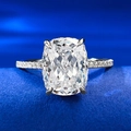 Luxurious S925 sterling silver ring with cushion cut square white stone and pavé accents - US 5 / White Zirconia (R818)