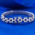 Luxury S925 sterling silver bracelet with royal blue and white stones in a triple row design - Royal Blue Bracelet / 16cm