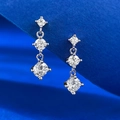 Orecchini pendenti in argento S925 con tre pietre di zirconia cubica rotonde graduate - Argento 925 / Argento