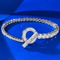 Bracelet tennis en argent S925 scintillant avec zircons brillants et fermoir OT élégant - 19cm / Argent