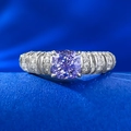 Elegant s925 silver ring featuring a square purple stone and diamond-pave wide band - US 5 / Purple
