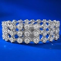Dreireihiges funkelndes Tennisarmband aus Silber mit sicherem rechteckigem Verschluss - 16cm