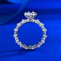 Classic S925 silver 1 carat round moissanite ring with six-prong setting on blue silk - US 5 / White Zirconia (R937)