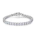 Classico bracciale tennis in argento sterling S925 con pietre taglio tondo - 16cm / Bracciale Testa di Bue (5.0mm)