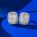 Elegantes pendientes de halo en plata S925 de 2ct con brillantes piedras blancas - Plata 925 / Diamantes de Imitación Blancos