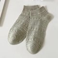 Breathable light green mesh ankle socks with delicate lace-like hollow point pattern - One Size / Army Green