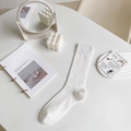 Calze bianche stile balletto in rete a costine verticali con design minimalista - Taglia unica / Bianco