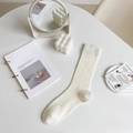 Calze alte bianco crema stile balletto con trama a coste e fiocco per donna e ragazza - Taglia unica / Bianco Latte