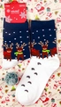Detail of Christmas reindeer knit socks with holiday gift packaging and mini decor - 37-43 / Scarf Reindeer