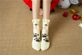 Detail of coral fleece socks with 3D cartoon koala ears and cute embroidery pattern - Beige Koala Bow (No. 12)