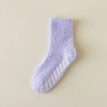 Soft light purple fuzzy coral fleece warm sleep socks with non-slip silicone grippers - One Size / Purple