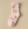 Roze koraalvlies halflange sokken met bloemenpatroon voor de winter - Eén maat / Roze