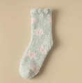 Dikke saliegroene koraalvlies sokken met roze stippen voor warme voeten in de winter - Eén maat / Groen