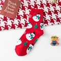 Chaussettes de Noël rouges avec motifs tricotés de bonhomme de neige et sapin de fête - Taille unique / Rouge