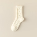Calze termiche da donna bianco panna con trecce, fodera in pile e polsini a costine - Taglia unica / Bianco