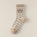 Dicke Teddybär-Streifen Thermosocken aus Plüsch in Braun und Creme für den Winter - Houndstooth