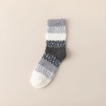 Chaussettes en polaire corail à rayures grises et blanches, ultra douces pour l'hiver - Gris