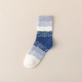 Chaussette en polaire corail à rayures bleues et blanches pour chaleur et sommeil - Bleu Marine