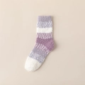 Chaussettes épaisses en polaire corail à rayures violettes et blanches pour l'hiver - Violet