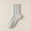 Soft light grey plush thermal socks for women with cozy cable knit texture for winter - One Size / Gray