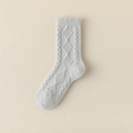Thick light gray cable knit thermal socks for women with cozy plush lining for winter - One Size / Light Blue
