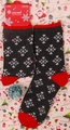 Dark grey festive Christmas crew socks with white snowflake patterns and red heels - 37-43 / Gray