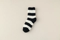 Plush coral fleece socks with black and white horizontal stripes for men - Black Stripe