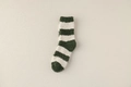 Men's thermal coral fleece socks with dark green and off-white horizontal stripes - Military Green Stripe