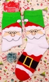 Women's Santa Claus holiday knit socks in red and green with festive tag detail - 37-43 / Santa with Glasses