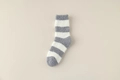 Men's winter coral fleece socks in grey and white stripes for warm home wear - Grey Stripe