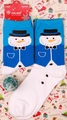 Christmas snowman pattern crew socks in blue and white with holiday packaging - 37-43 / Blue Suit Santa