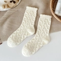 Calze bianche in peluche con texture a onde per calore e comfort domestico - Bianco