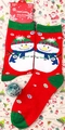 Christmas snowman pattern mid-calf socks in festive red and green colors with tag - 37-43 / Fat Snowman