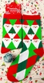 Women's Christmas crew socks with Santa Claus and tree patterns on festive gift wrap - 37-43 / Diamond Santa