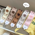Lot de 5 paires de chaussettes d'hiver en polaire corail épaisse avec oreilles d'animaux - Taille unique / Couleurs Assorties
