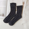 Calze calde in pile corallo nero, design spesso e morbido per un comfort totale - Taglia unica / Nero