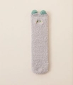Chaussettes de dessin animé pour enfants en polaire corail grise avec détails verts - 3-12 Ans / Gris