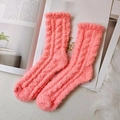 Calze termiche in pile corallo rosa con trama a maglia grossa per il relax in casa - Taglia unica / Rosso Anguria